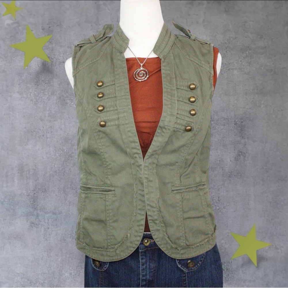 Sanctuary Utility Vest with Brass Button Details